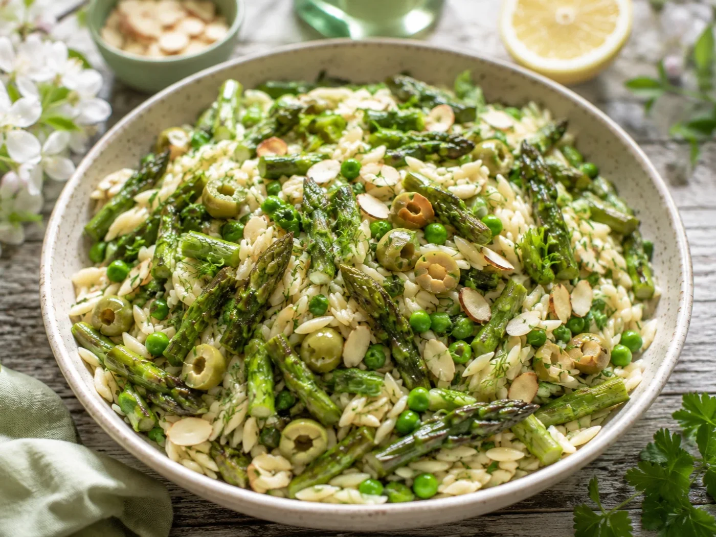 Orzosalade met gegrilde asperges
